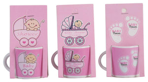 Lot 20 Mugs Christening PINK GIRL Small In Blister gift-Details and gifts for memories of baptisms, birthday