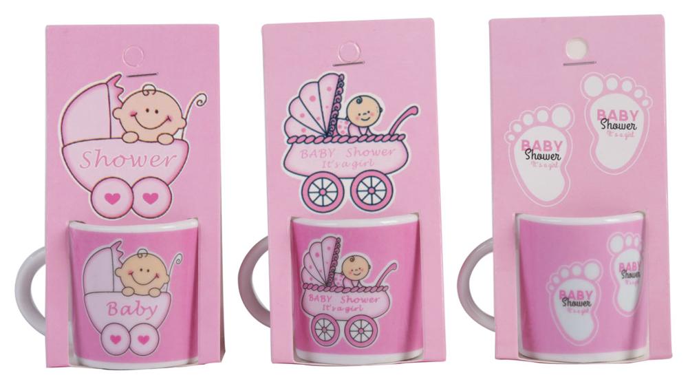 Lot 20 Mugs Christening PINK GIRL Small In Blister gift-Details and gifts for memories of baptisms, birthday