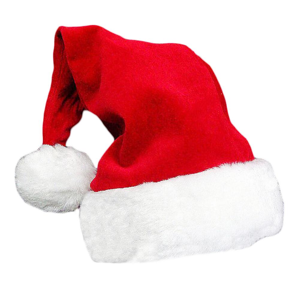 28x40cm Santa Hat Winter Warm Christmas High-grade Plush Adult Hat To Increase Thickening Big Ball Soft Plush Christmas Hat Cap