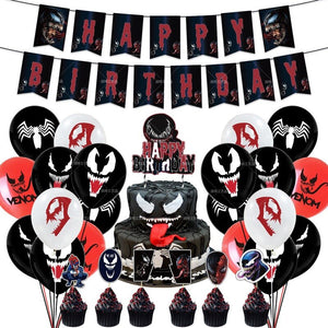 Deadpool Birthday Party Decorations Latex Balloons Flags Birthday Party Banner Cake Topper Kids Toys Party Supplies Hero Balloon
