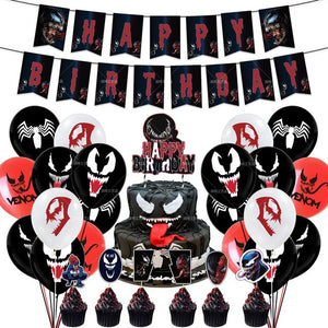 Deadpool Birthday Party Decorations Latex Balloons Flags Birthday Party Banner Cake Topper Kids Toys Party Supplies Hero Balloon