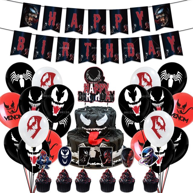Deadpool Birthday Party Decorations Latex Balloons Flags Birthday Party Banner Cake Topper Kids Toys Party Supplies Hero Balloon
