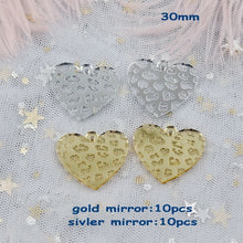 Load image into Gallery viewer, ( 20pcs/lot) 30mm Heart Charms Lip etched Acrylic Heart Earringss Laser Cutout Gold/Silver Mirror Heart  1.2&quot;-AC1526
